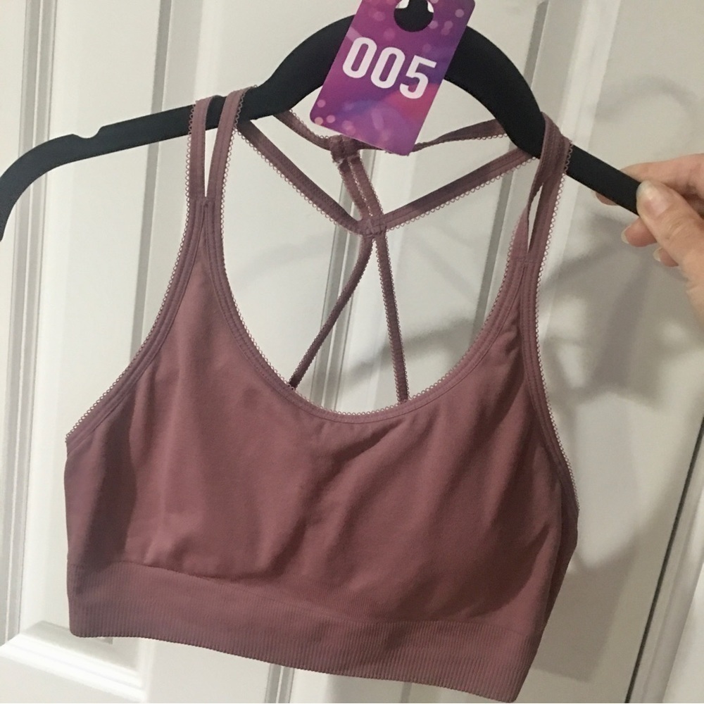 Strappy Fitness Bra, Dusty Rose, Pink, Size XS